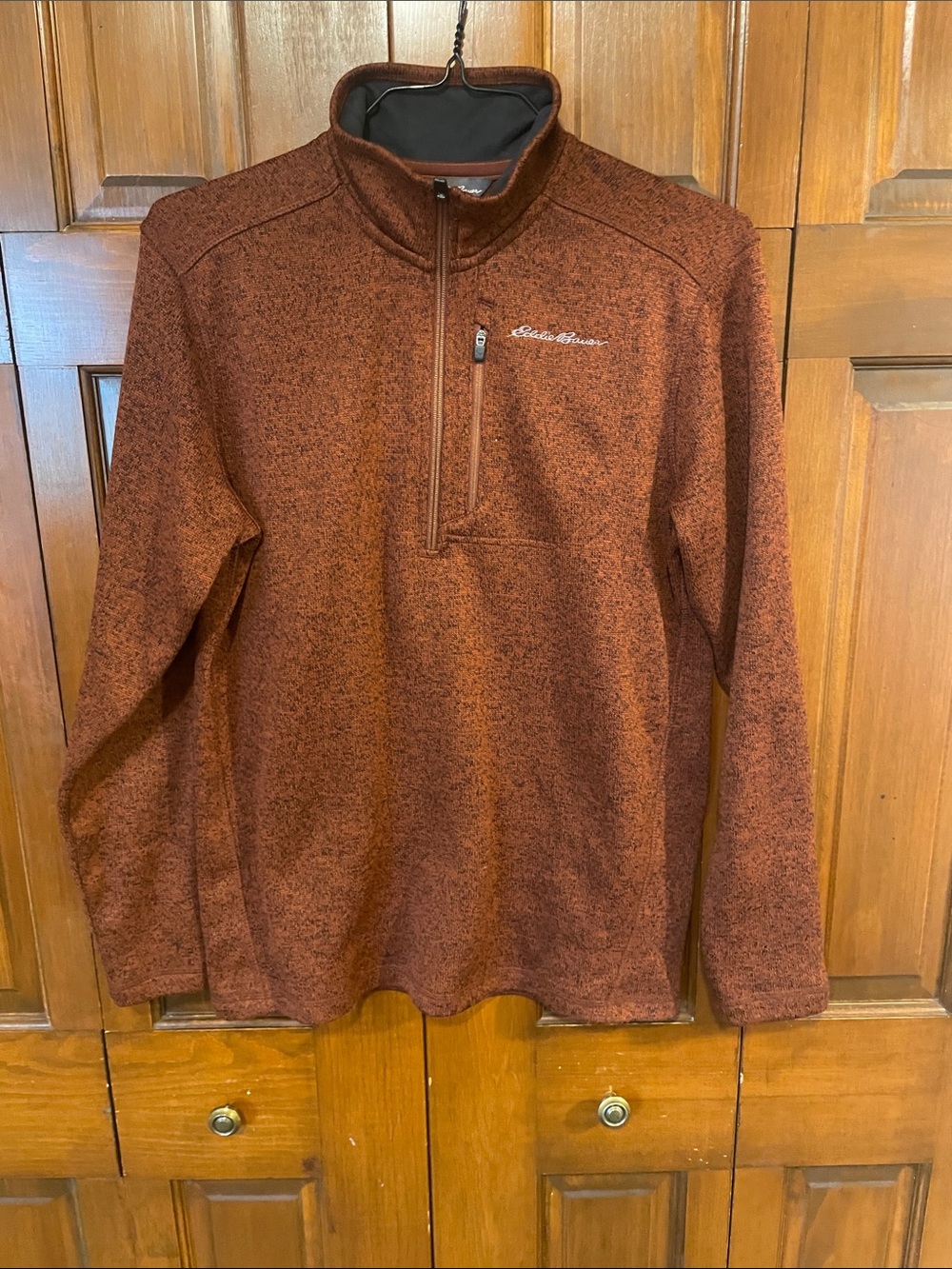 Eddie Bauer Heathered Rust Half-Zip Fleece Pullover